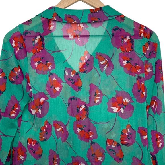 Modcloth Sheer Floral Button Up Blouse SZ XS - Picture 7 of 11